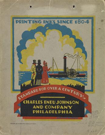 LYNN BOGUE HUNT (1878-1962). CHARLES ENEU JOHNSON & CO. INKS. Group of 7 progressive proofs & cover. 1927. Each 11x9 inches, 29x24 cm.